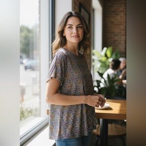 Philosophy Plus Size Woman Paisley Floral Short sleeve top-Size 3X-Stretchy